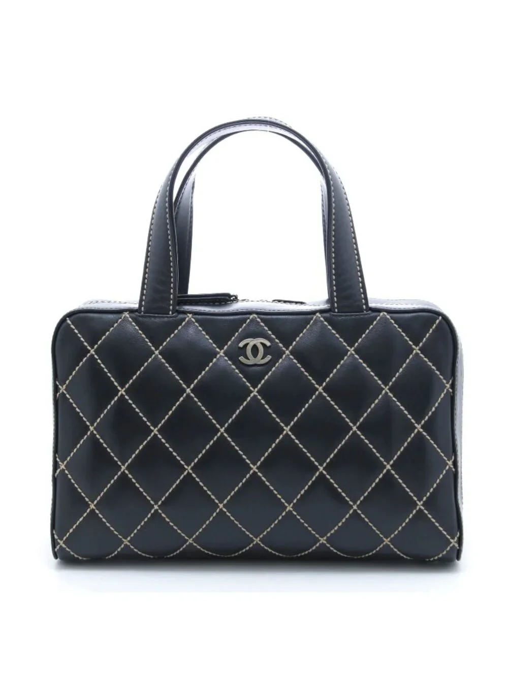 Chanel Wild Stitch Handbag Black Leather